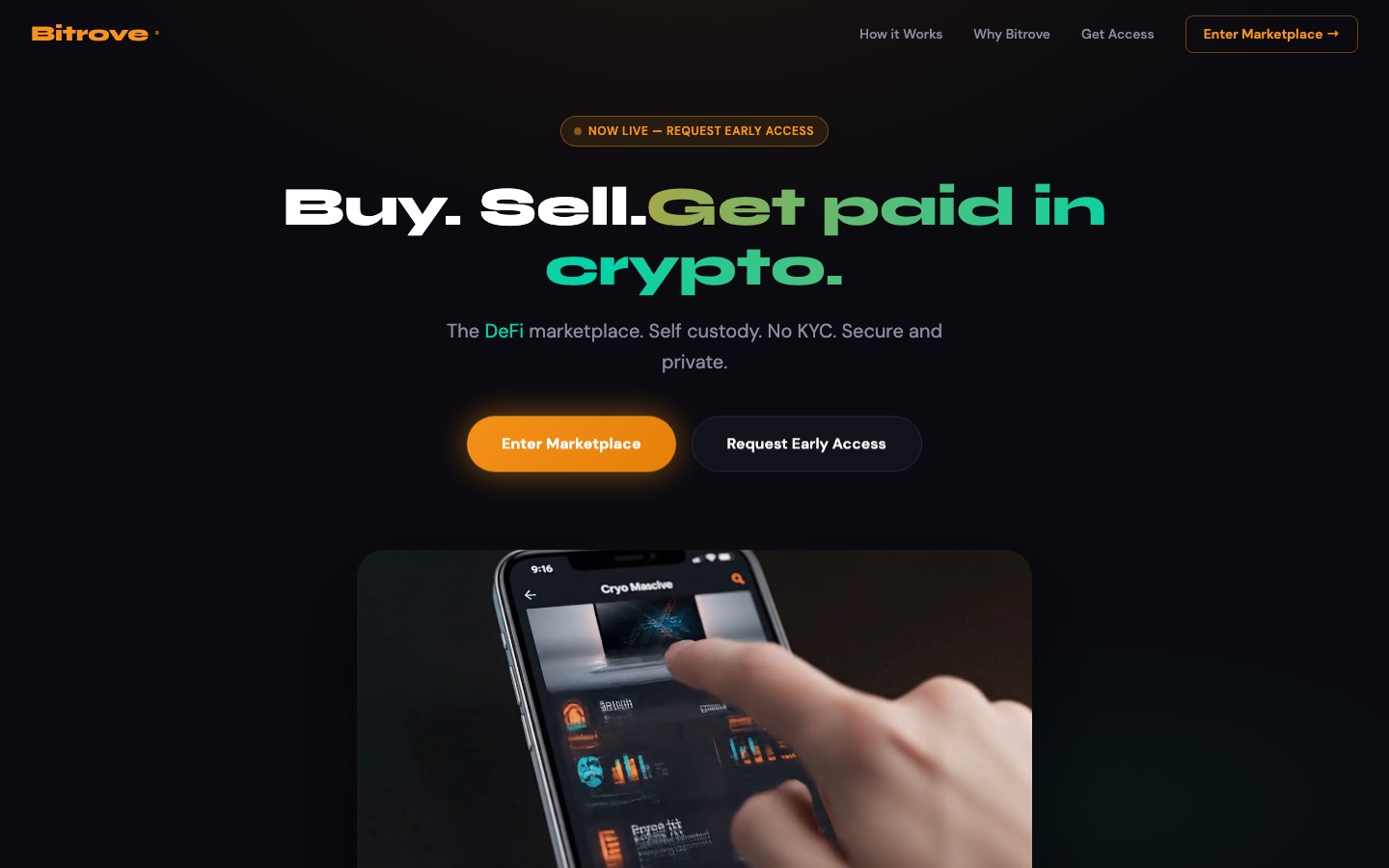 Bitrove homepage on desktop