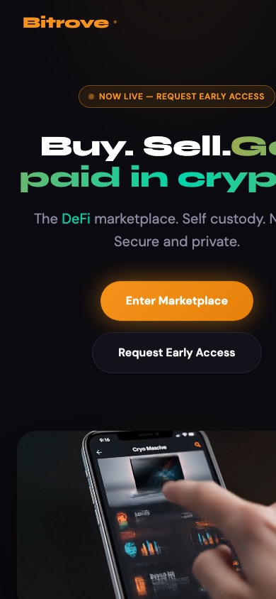 Bitrove homepage on a phone