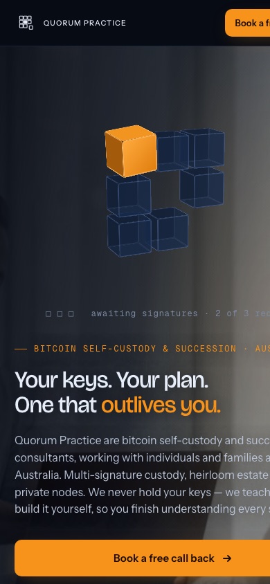 Quorum Practice homepage on a phone